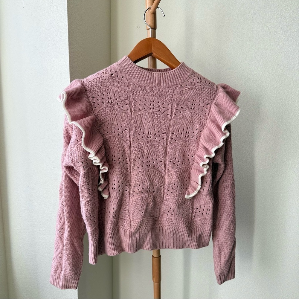 Marc New York Pink Ruffled Knit Sweater Women’s Size Medium